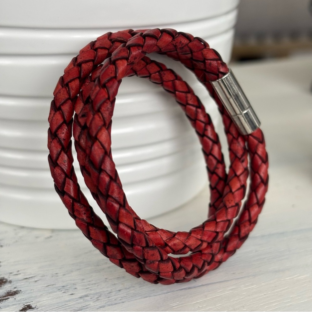 Unisex Braided Leather Wrap Bracelet